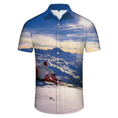Trendy snowboard men's casual button-down Hawaiian shirt tropical summer outfit men's vintage beachwear