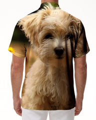 Maltese Dog Fashion Designer Mens Shirt Graphic Print Short Sleeve Button Shirt Summer Tops