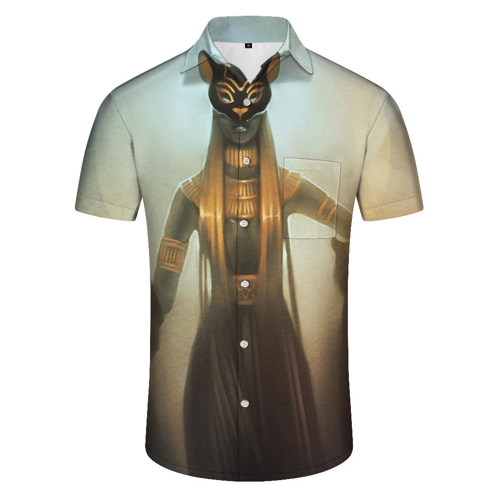 
Vintage Egyptian Style Men's 3D Digital Printed Button Shirt Short Sleeve Shirt Loose Lapel Pattern Shirt Button Up
                