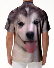 Animal Husky Dog Hawaii Men's Fashion Beach Shirt Casual Short Sleeve Summer Shirt Suitable for Beach Holiday Party