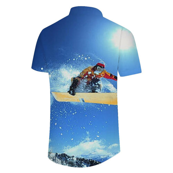 
Exciting Snowboard Pattern Fashion Cool Print Hawaiian Shirt Men's Summer Beach Casual Short Sleeve Shirt Button Closure
                