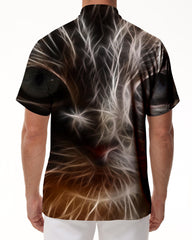 Retro cat pattern print short sleeve men cat print fashion cool retro shirt pattern men's casual summer wear
