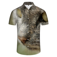 3D digital printing animal cat fun funny men's daily casual loose simple short-sleeved shirt tropical fashion cool top