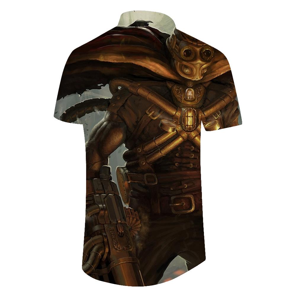
Alien 3D digital printing pattern casual men's loose button lapel Hawaiian tropical four seasons pocket fun cartoon clothing
                