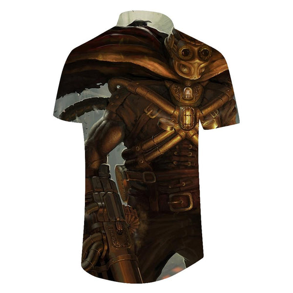 
Alien 3D digital printing pattern casual men's loose button lapel Hawaiian tropical four seasons pocket fun cartoon clothing
                