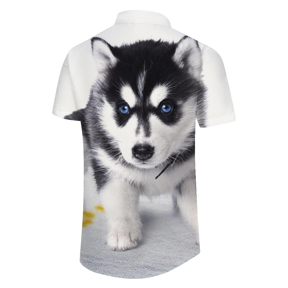 
Husky Print Hawaiian Casual Button-Down Lapel Loose Beach Shirt Regular Size
                