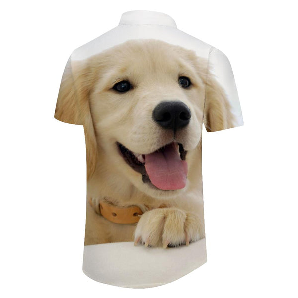 
Summer Golden Retriever Puppy Animal Digital Print Pattern Men's Casual Short Sleeve Button Shirt Loose Beach Short Sleeve Shirt Tops
                