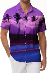 Summer Men's Hawaiian Shirt Coconut Tree 3D Printed Short Sleeve Clothing Casual Beach Shirt Men