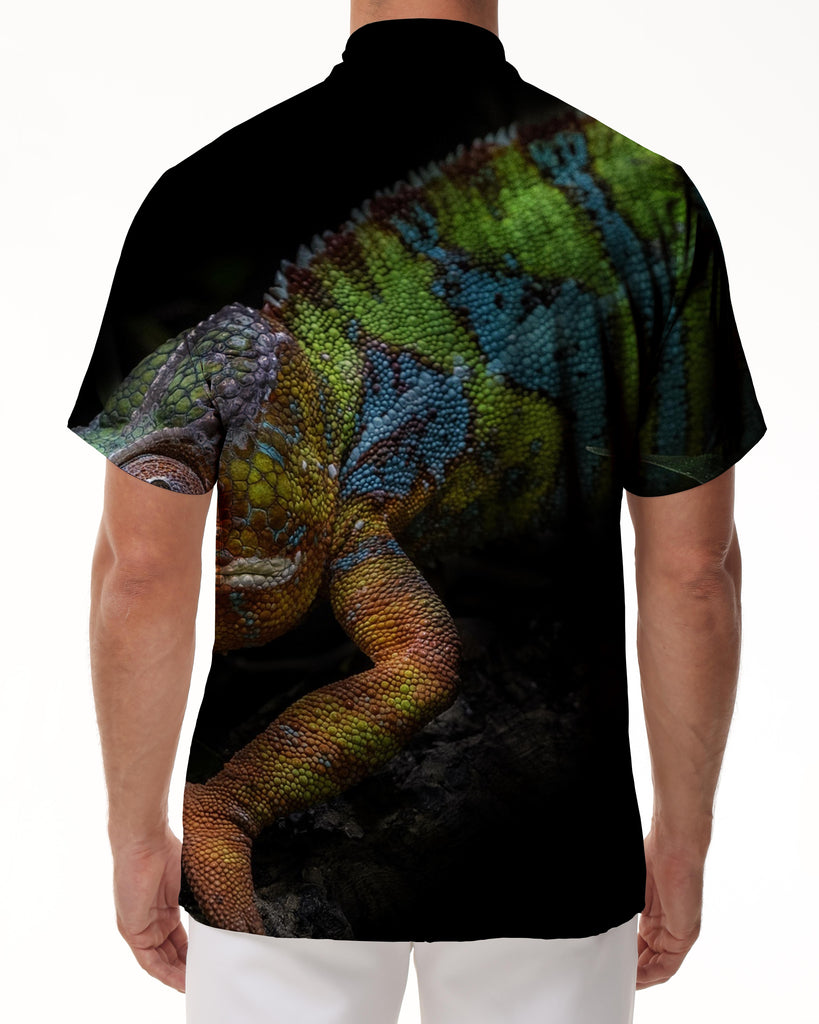 
Animal Chameleon Lizard Mens Hawaiian Shirt Short Sleeve Button Down Hawaiian Shirt With Pockets
                