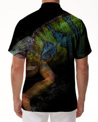 Animal Chameleon Lizard Mens Hawaiian Shirt Short Sleeve Button Down Hawaiian Shirt With Pockets