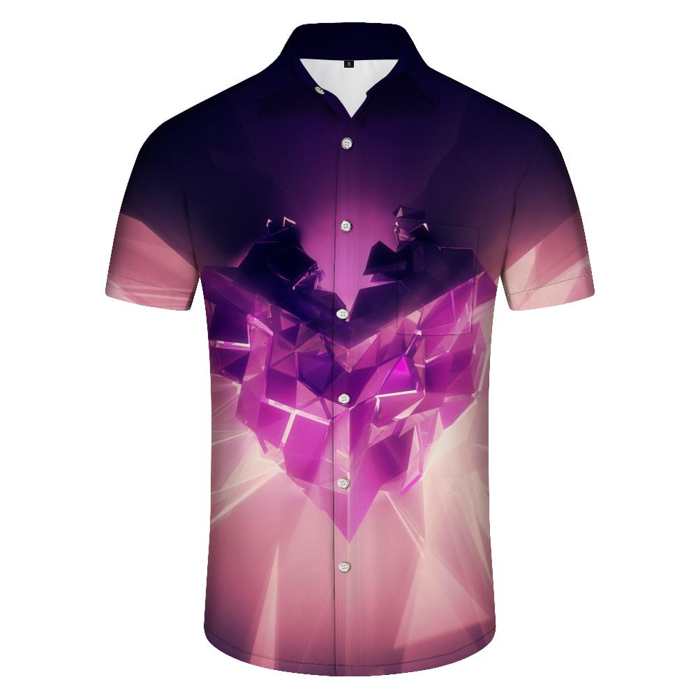 
Geometric love pattern loose short-sleeved casual vacation beach short-sleeved shirt fashionable cool top
                