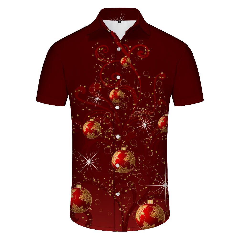 
Merry Christmas Mens Hawaiian Button Down Loose Outdoor Fashion Modern Summer Short Sleeve Shirt
                
