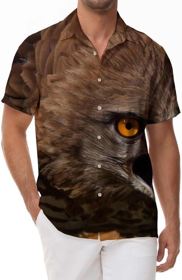 Bald Eagle Men's Hawaiian Shirt Vintage Tropical Short Sleeve Button Down Men's Beach Shirt Indoor
