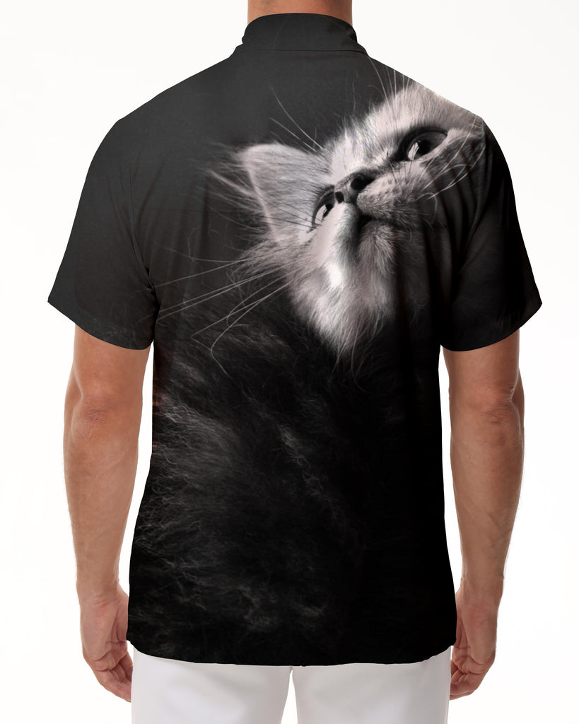 
Black and white kitten fashion shirt 3d digital print pattern men's fun cat Hawaiian shirt short sleeve
                