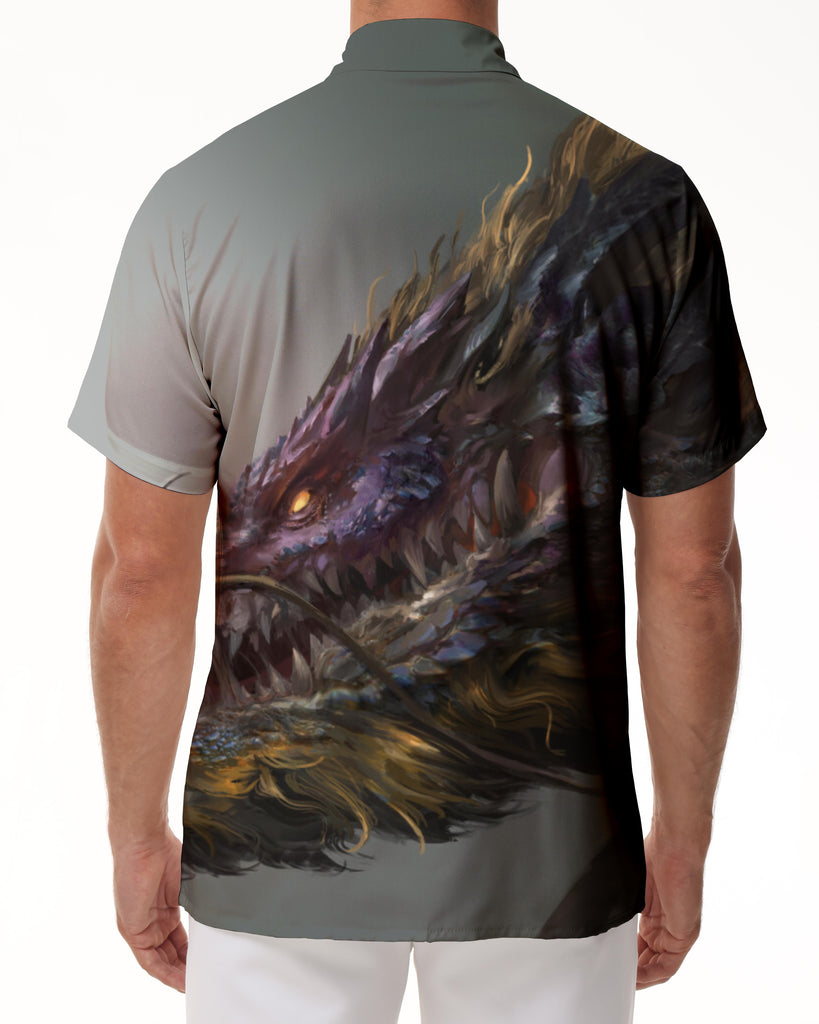 
Ancient Domineering Dragon Men's Button Shirt Hawaiian Shirt Short Sleeve Beachwear with Pockets Gray
                