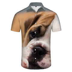 British Bulldog Men's Casual Loose Tropical Hawaiian Lapel Button-Down Short Sleeve Tropical Summer Beach Short Sleeve Shirt