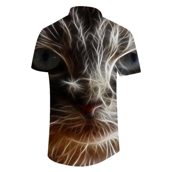 
Retro cat pattern print short sleeve men cat print fashion cool retro shirt pattern men's casual summer wear
                