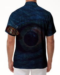 Ancient mythical beast eyes men's casual fashion summer casual fashion urban comfortable breathable lapel short sleeve daily wear