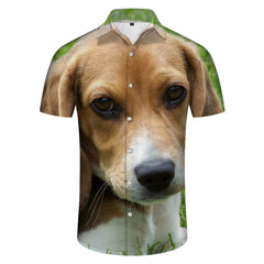 Beagle Mens Fashion Shirts Comfortable Hawaiian Shirts Mens Casual Style Shirts Resort Shirts with Short Sleeves Button Down