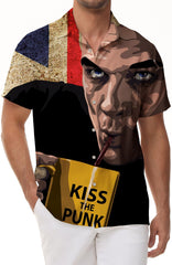 American rapper mens casual short sleeve button lined pockets Hawaii beach suitable for vacation daily street fishing