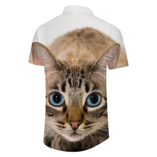 
Men's Casual Button Short Sleeve Tropical 3D Digital Print Animal Cat Pattern Shirt Beach Top Hawaiian Shirt
                