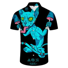 Alien funny cat fashion 3D printing short sleeve men's clothing comfortable breathable street cute pet pattern fashion tops