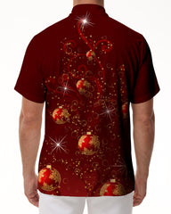 Merry Christmas Mens Hawaiian Button Down Loose Outdoor Fashion Modern Summer Short Sleeve Shirt