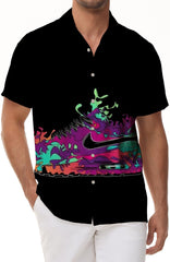 Colorful trendy shoes print pattern men's shirt casual button short sleeve shirt fun party fashion men's clothing