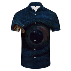 Ancient mythical beast eyes men's casual fashion summer casual fashion urban comfortable breathable lapel short sleeve daily wear