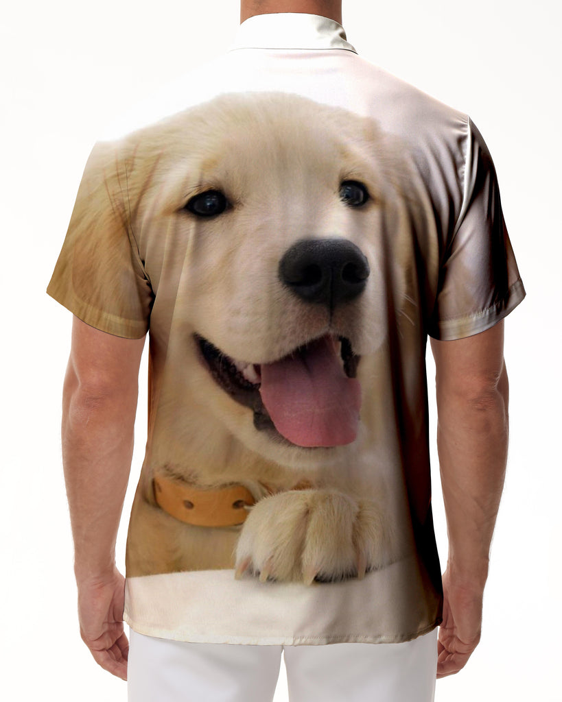 
Summer Golden Retriever Puppy Animal Digital Print Pattern Men's Casual Short Sleeve Button Shirt Loose Beach Short Sleeve Shirt Tops
                