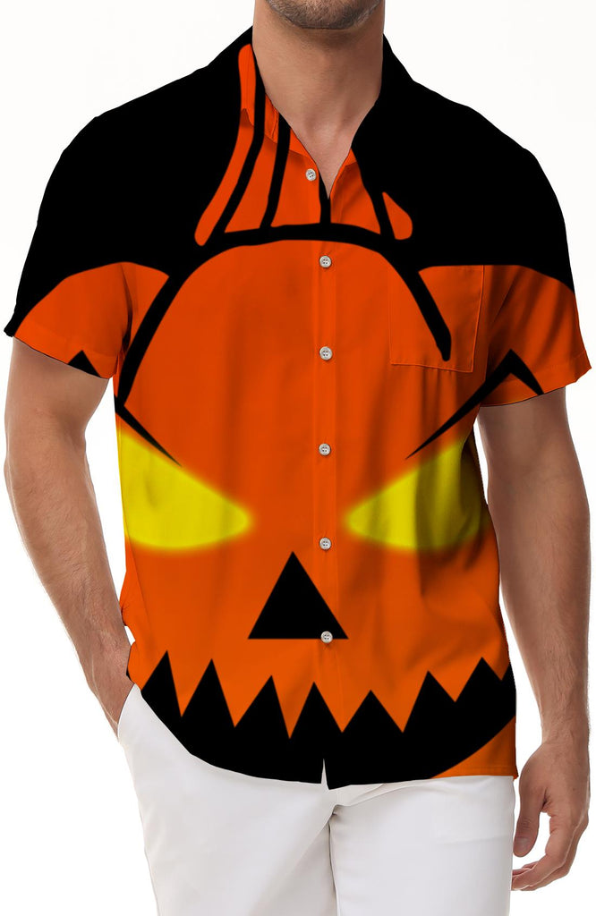 
Pumpkin Ghost Men's Casual Button Shirt Short Sleeve Beach Vacation Tropical Hawaiian Outfit
                