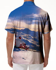 Trendy snowboard men's casual button-down Hawaiian shirt tropical summer outfit men's vintage beachwear