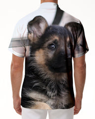 Shepherd Dog 3D Digital Printed Pattern Men's Button Lapel Hawaiian Shirt Short Sleeves Vacation and Casual Tops Short Sleeves