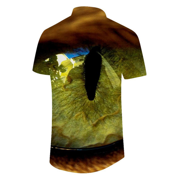 
Men's Lizard Eye Hawaiian Tropical Button Down Lapel Summer Beach Print Short Sleeve Button Shirt
                