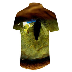 Men's Lizard Eye Hawaiian Tropical Button Down Lapel Summer Beach Print Short Sleeve Button Shirt