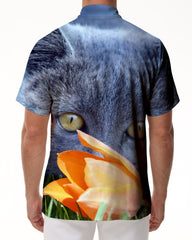 Hawaiian Shirt Cat Animal Casual Vacation Loose Simple Style Men's Summer Beach Print Short Sleeve Button Shirt