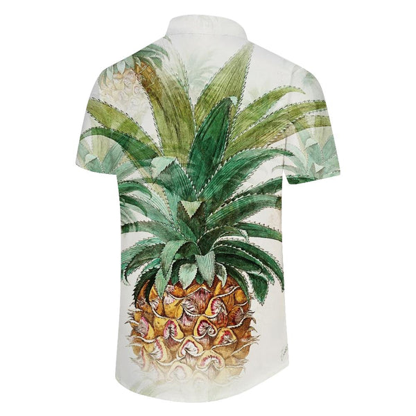 
Tropical pineapple print pattern shirt retro style men's fashion spring and summer casual short sleeve lapel print shirt tops
                