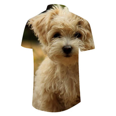 Maltese Dog Fashion Designer Mens Shirt Graphic Print Short Sleeve Button Shirt Summer Tops