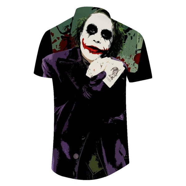 
Crazy Poker 3D Digital Printing Pattern Movie Joker Fashion Cool Men's Button Lapel Casual Loose Short Sleeve Shirt
                