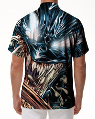 Fashion Venom Printed Short Sleeve Men Summer Lapel Tops Men Casual Fashion Shirt Clothing Fashion Trend Streetwear