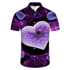 Valentine's Day Men's Button Down Shirt Summer Beach Vacation Shirt Short Sleeve Hawaiian Shirt Casual Dress Shirt