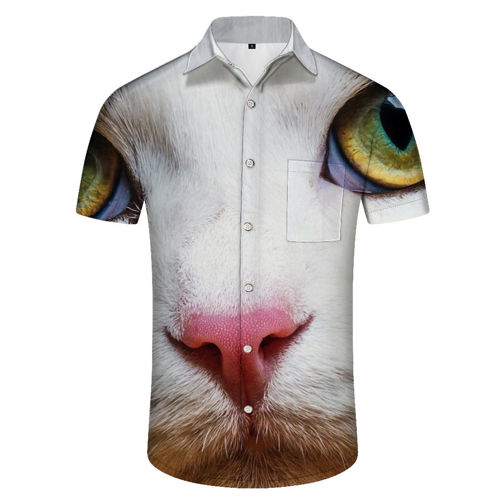 
Funny Cat Face Men's Loose Hawaiian Shirt Short Sleeve Pocket Casual Regular Fit Button Top
                