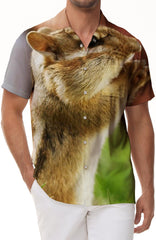 Gray Squirrel Animal Casual Button-Down Lapel Hawaiian Shirt Summer Tropical Beach Men's Short Sleeve Shirt Fun