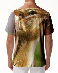 Gray Squirrel Animal Casual Button-Down Lapel Hawaiian Shirt Summer Tropical Beach Men's Short Sleeve Shirt Fun