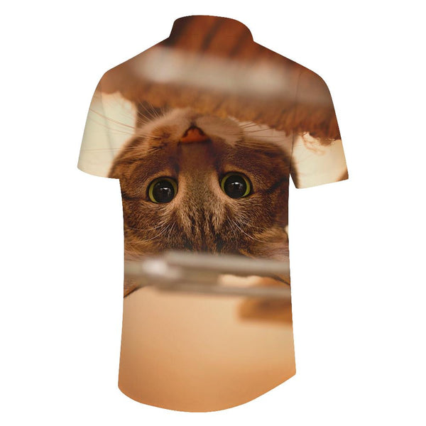 
Cat Print Men's Short Sleeve Hawaiian Shirt Casual Button-Up Vacation Beach Party Shirt with Funky Animal Print
                