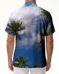 Tropical Beach Hawaiian Style Printed Pattern Men's Casual Loose Regular Fit Short Sleeve Shirt
