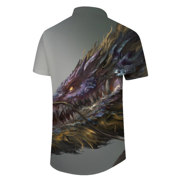 
Ancient Domineering Dragon Men's Button Shirt Hawaiian Shirt Short Sleeve Beachwear with Pockets Gray
                