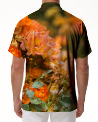 Yellow Rose Men's Button Lapel Fashion Casual Loose Tropical Hawaiian Vacation Seaside Shirt Beach