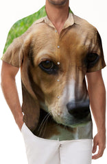 Beagle Mens Fashion Shirts Comfortable Hawaiian Shirts Mens Casual Style Shirts Resort Shirts with Short Sleeves Button Down