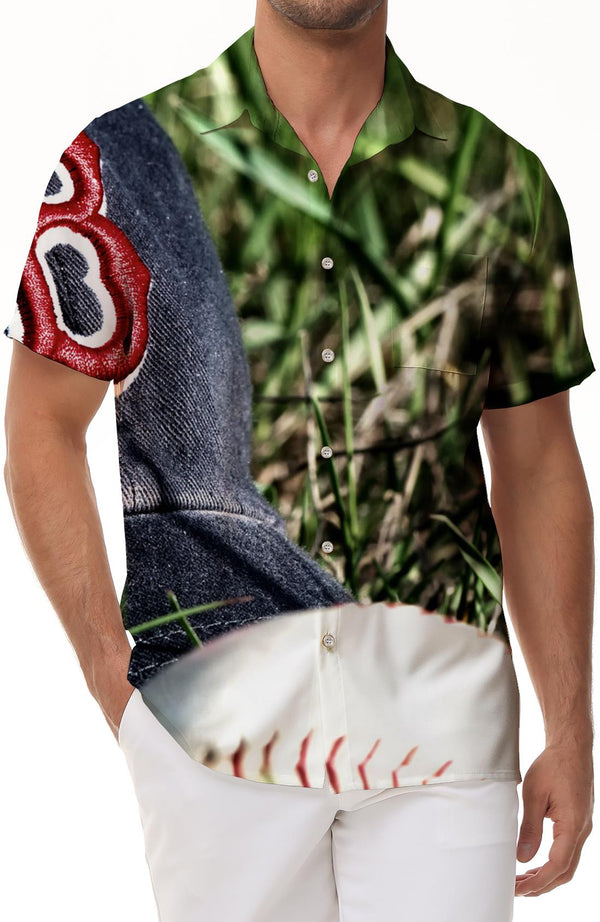 Baseball Field City View Mens Hawaiian Shirt Short Sleeve Button Shirt Tops For Casual Beach Vacation